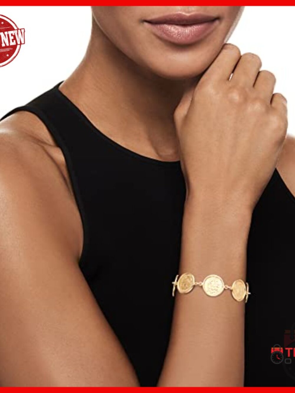 Italian 18kt Gold Over Sterling Silver Coin Bracelet 7 Inch - Picture 2 of 6